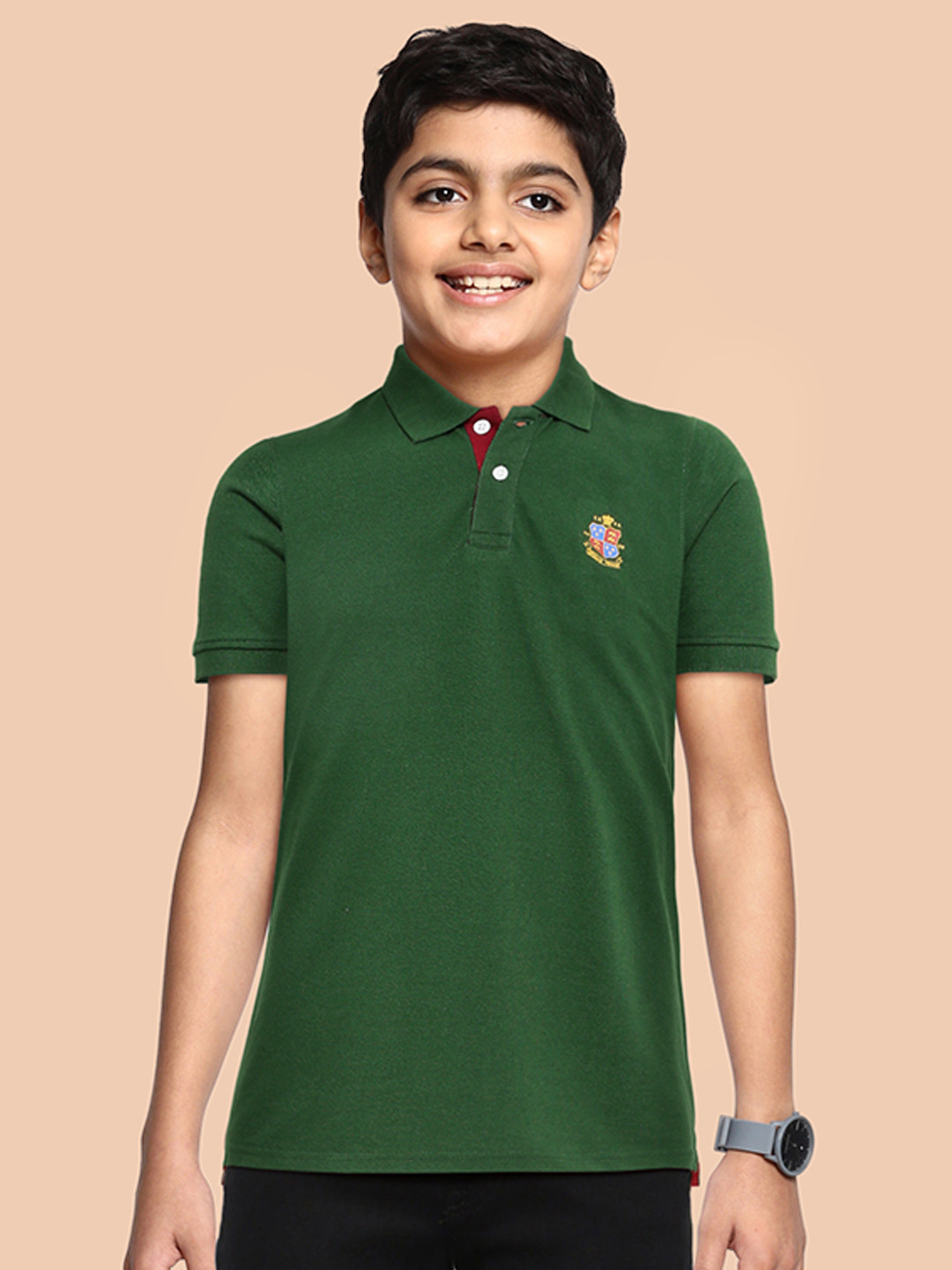 

Indian Terrain Boys Green Polo Collar Anti Static Sustainable T-shirt