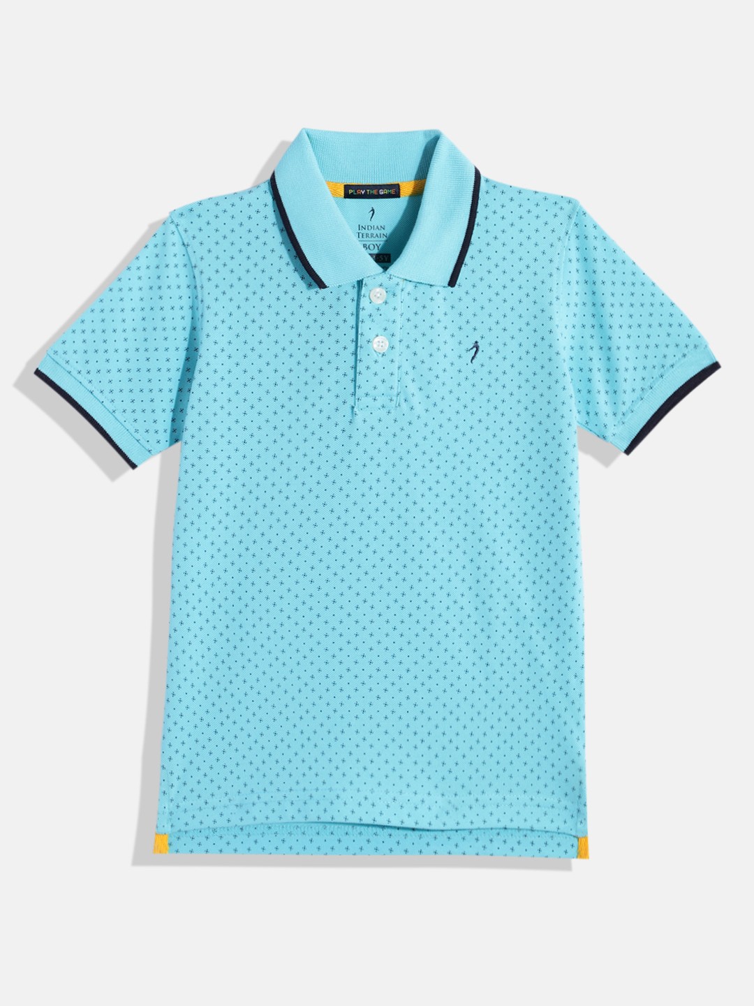

Indian Terrain Boys Printed Polo Collar T-shirt, Blue