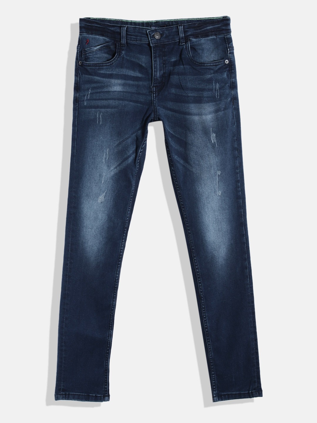 

Indian Terrain Boys Low Distress Light Fade Stretchable Jeans, Blue