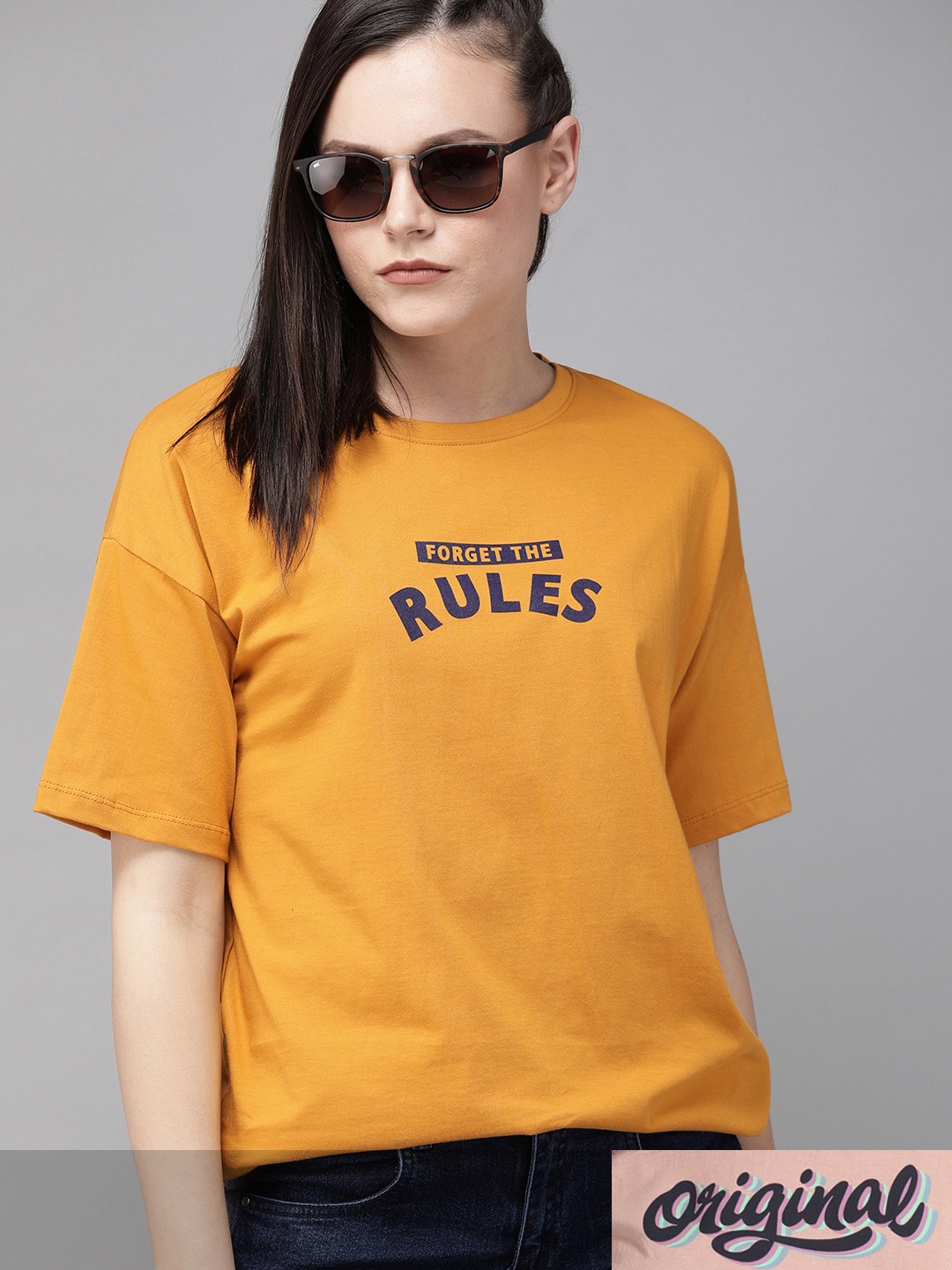 

Roadster Women Pack of 2 Printed Cotton T-shirt, Peach