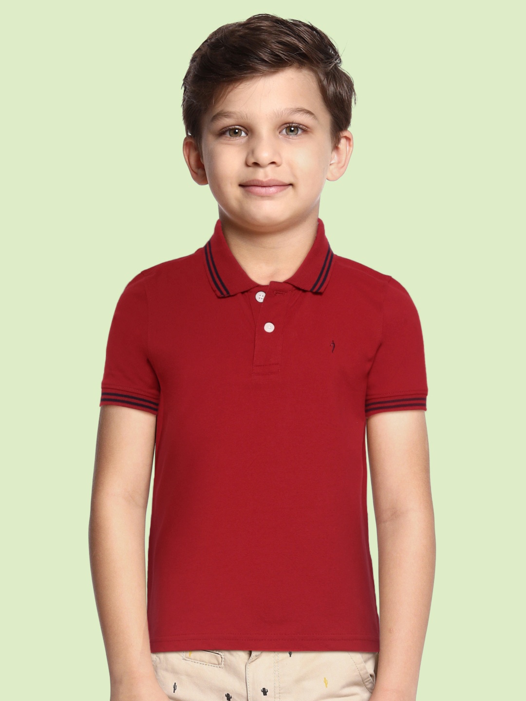 

Indian Terrain Boys Maroon Polo Collar Running T-shirt