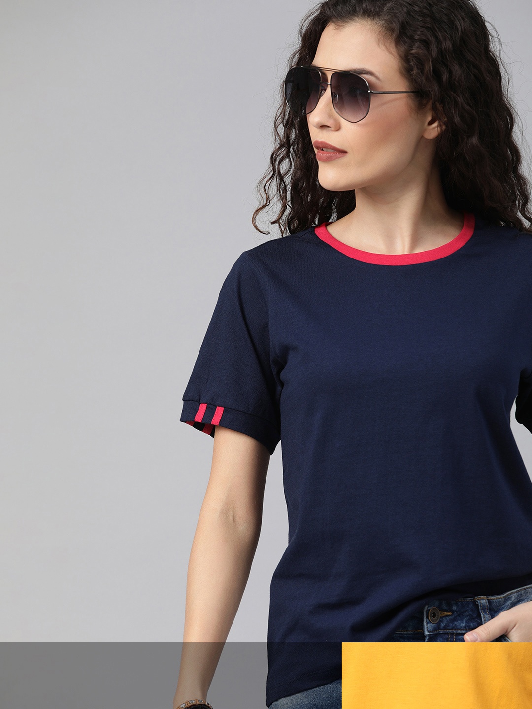 

Roadster Women Set Of 2 Pure Cotton T-shirts, Yellow