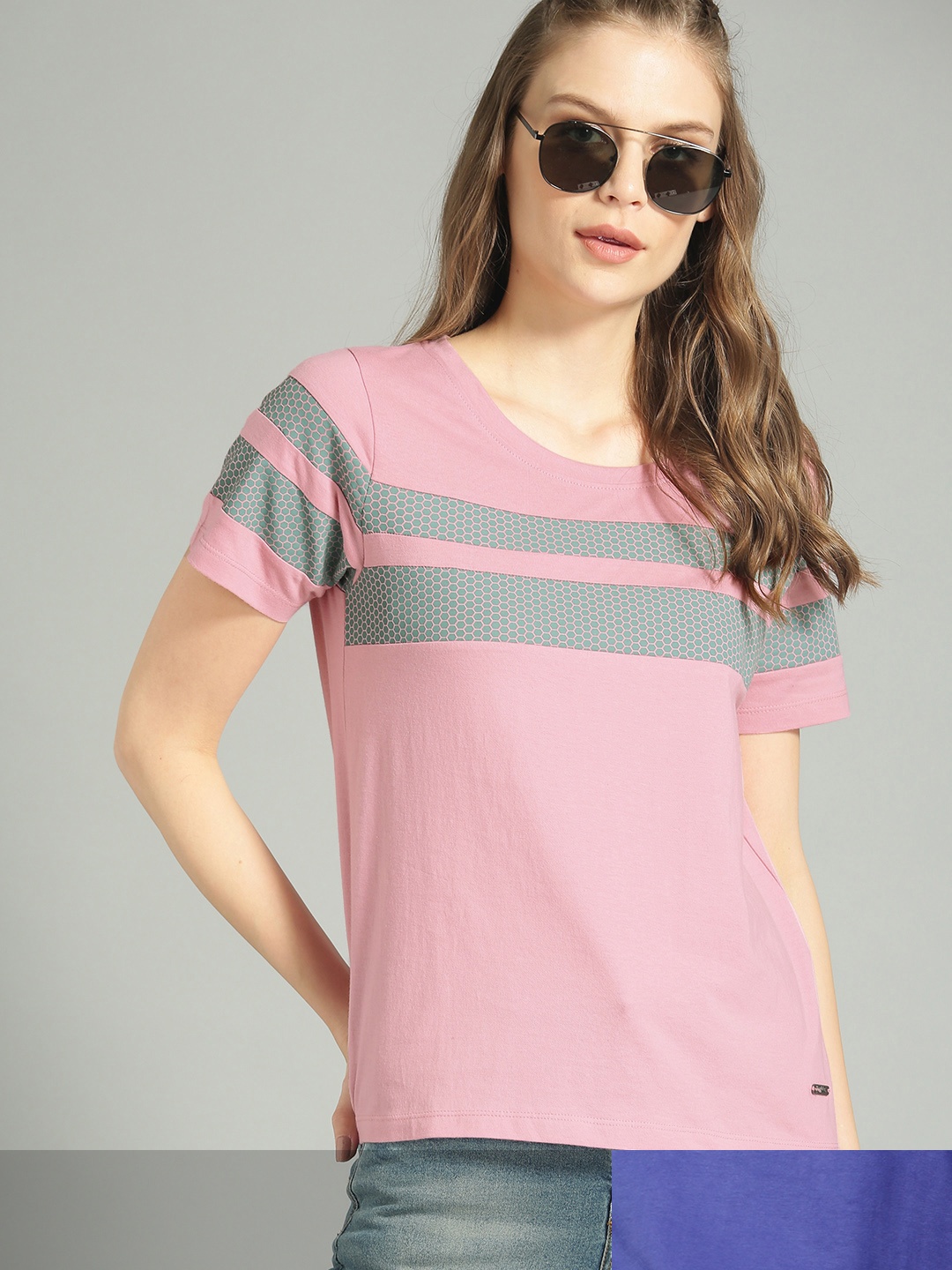 

Roadster Women Pack of 2 Cotton T-shirt, Blue