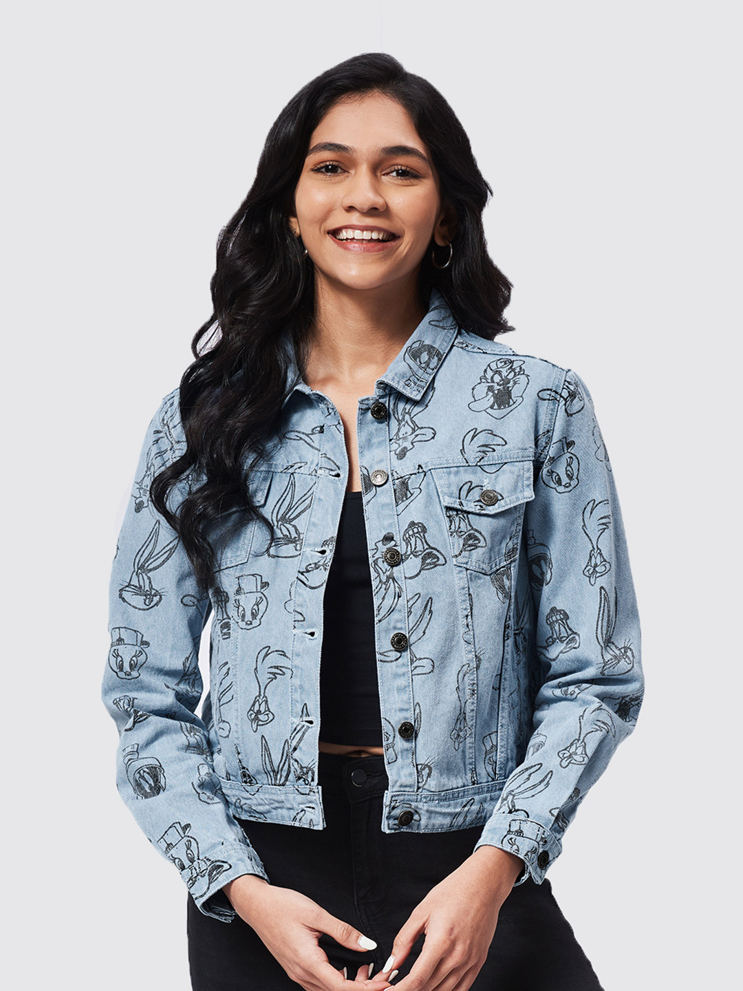 

The Souled Store Women Blue Looney Tunes Denim Jacket