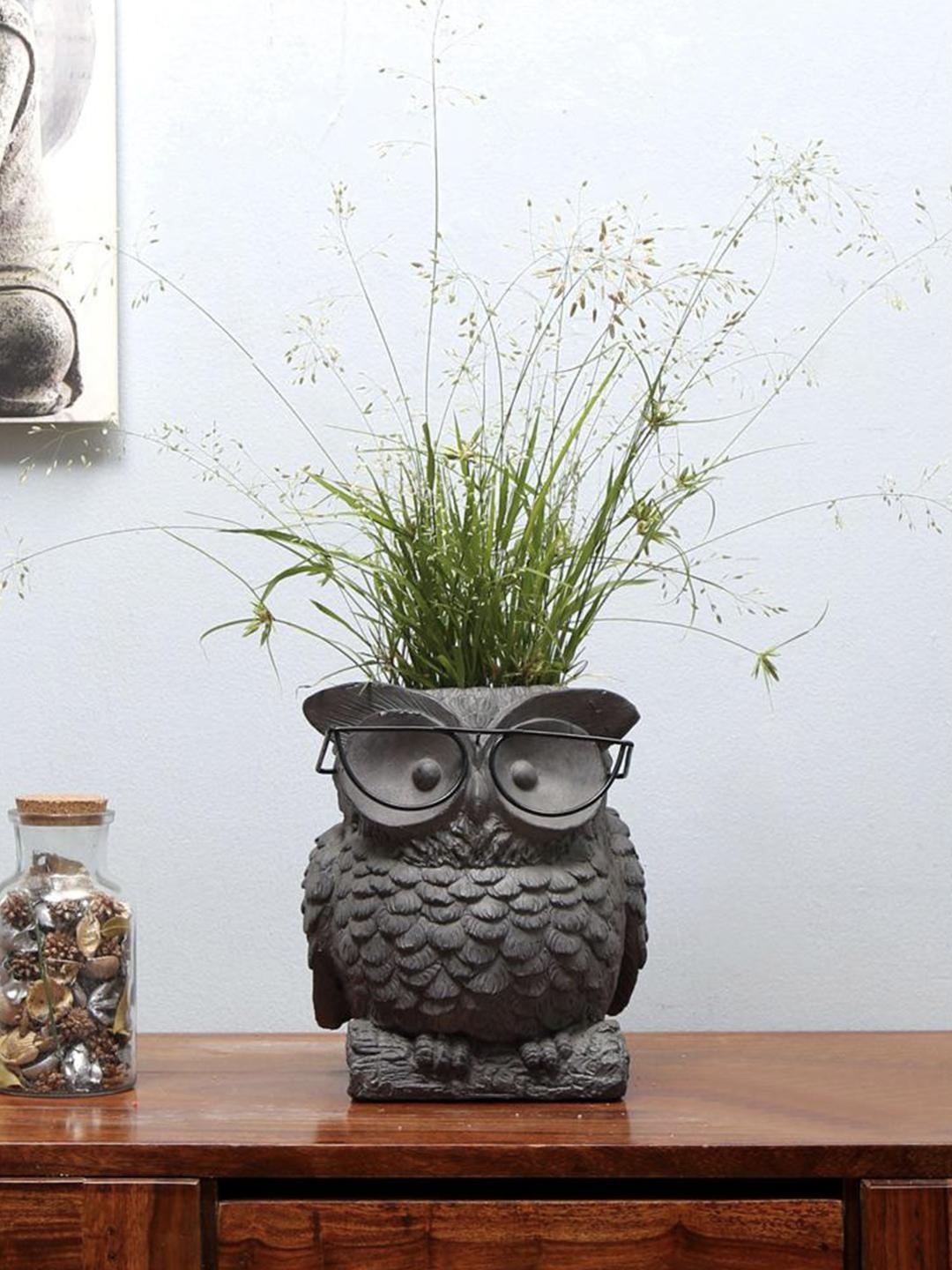 

Athome by Nilkamal Grey Owl Planters