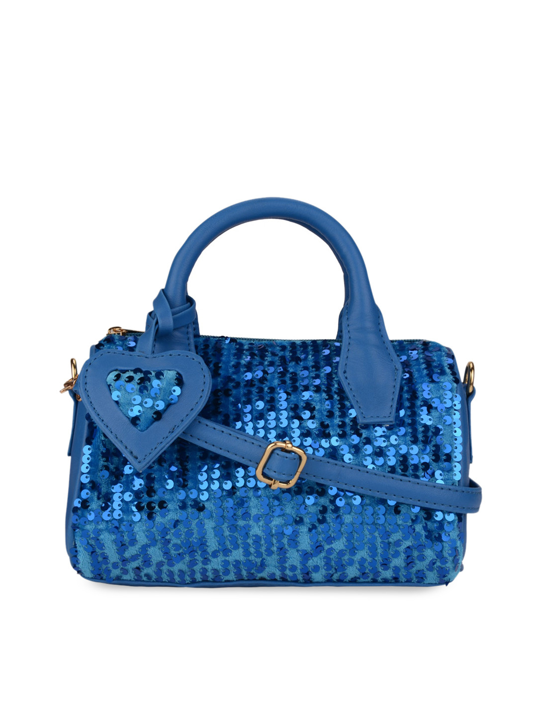 

Vdesi Blue PU Embellished Bowling Handheld Bag