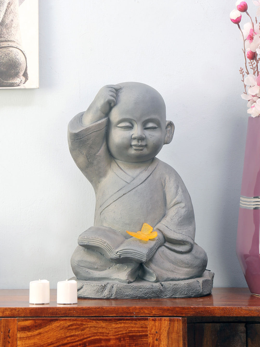 

Athome by Nilkamal Grey Baby Monk Nirvana Showpiece