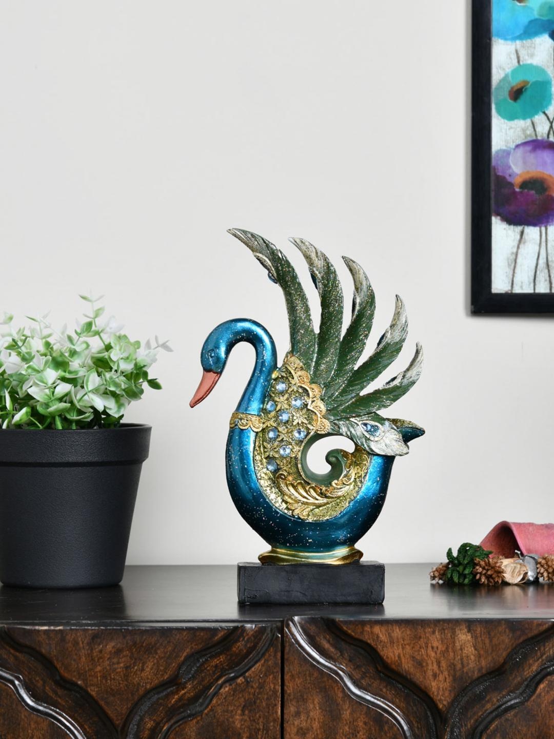 

Athome by Nilkamal Sea Green Swan Showpiece