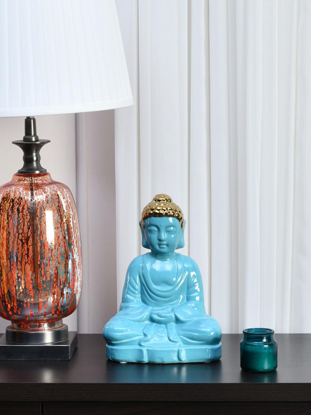 

Athome by Nilkamal Sea Green Buddha Face Showpiece