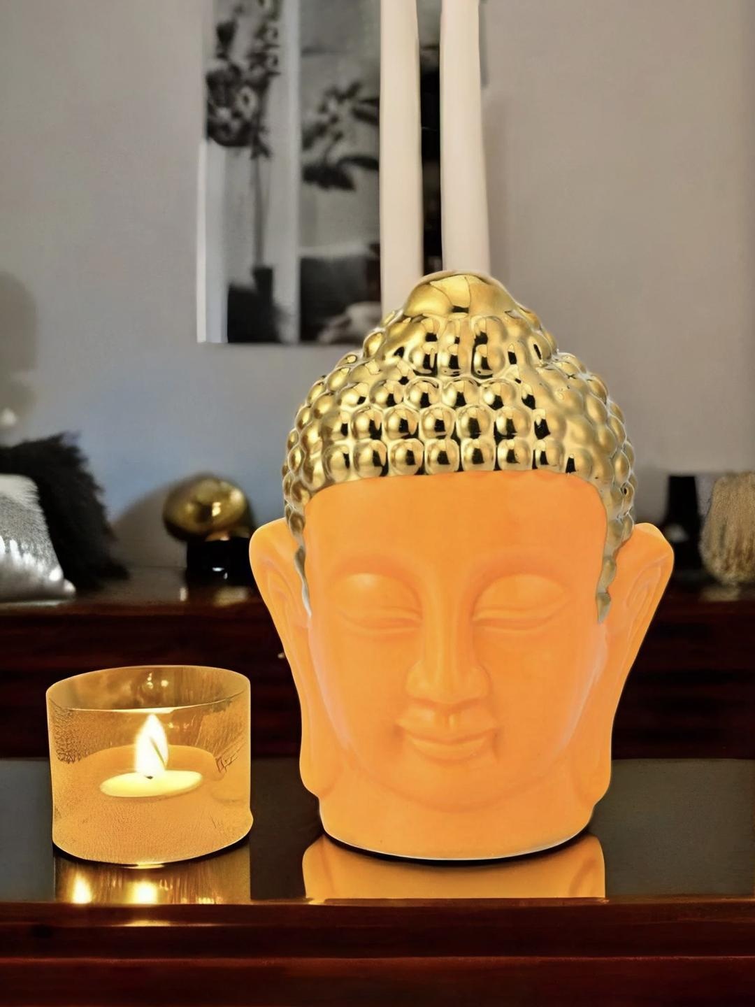 

Athome by Nilkamal Mustard Yellow Buddha Face Showpieces