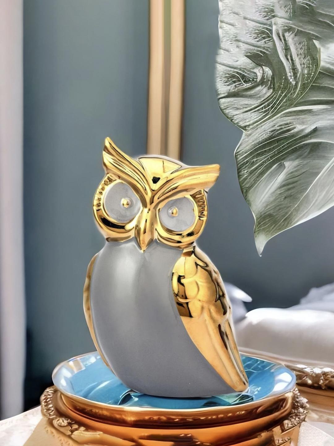 

Athome by Nilkamal Gold & Grey Owl Showpiece