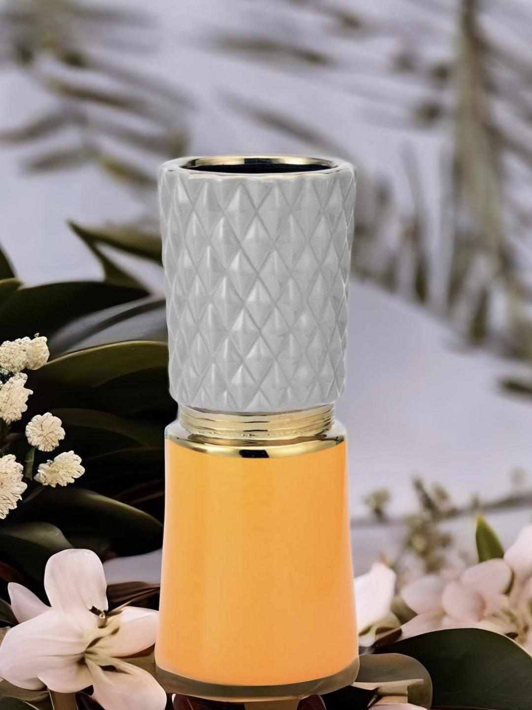 

Athome by Nilkamal Mustard Yellow & Grey Colourblocked Ceramic Hour Glass Vase