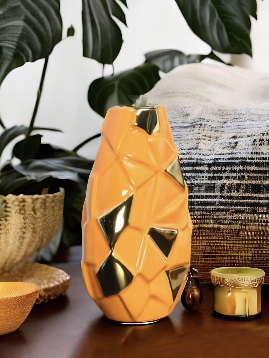 

Athome by Nilkamal Mustard Yellow Abstract Pebble Vase