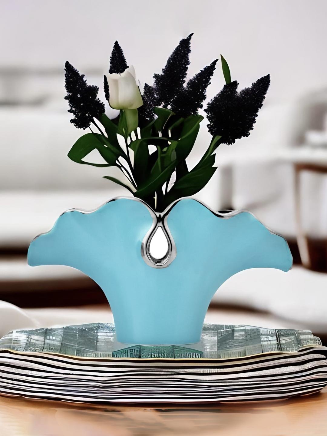 

Athome by Nilkamal Sea Green Floral Waves Vase