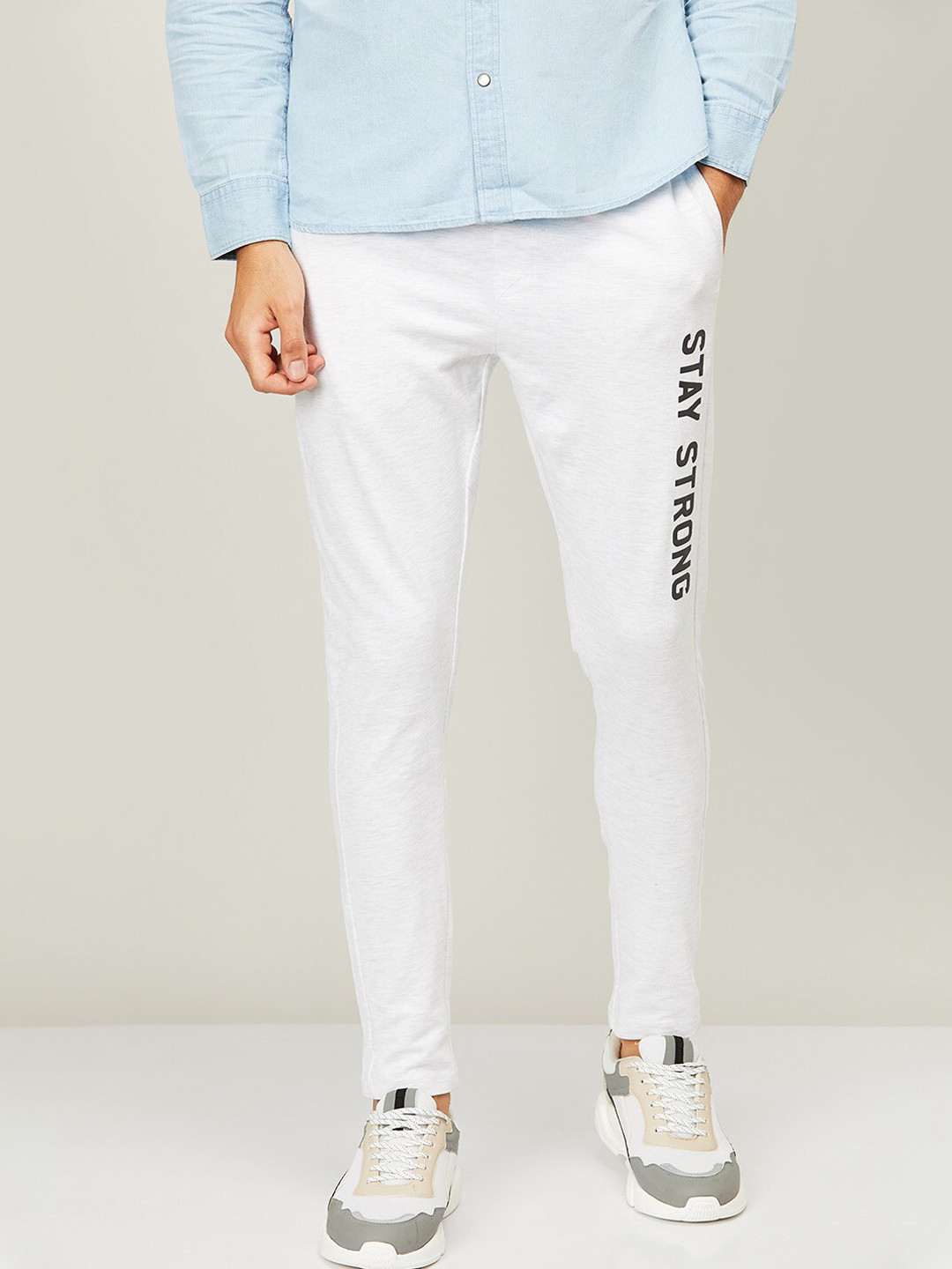 

Fame Forever by Lifestyle Men White Printed Cotton Track Pants