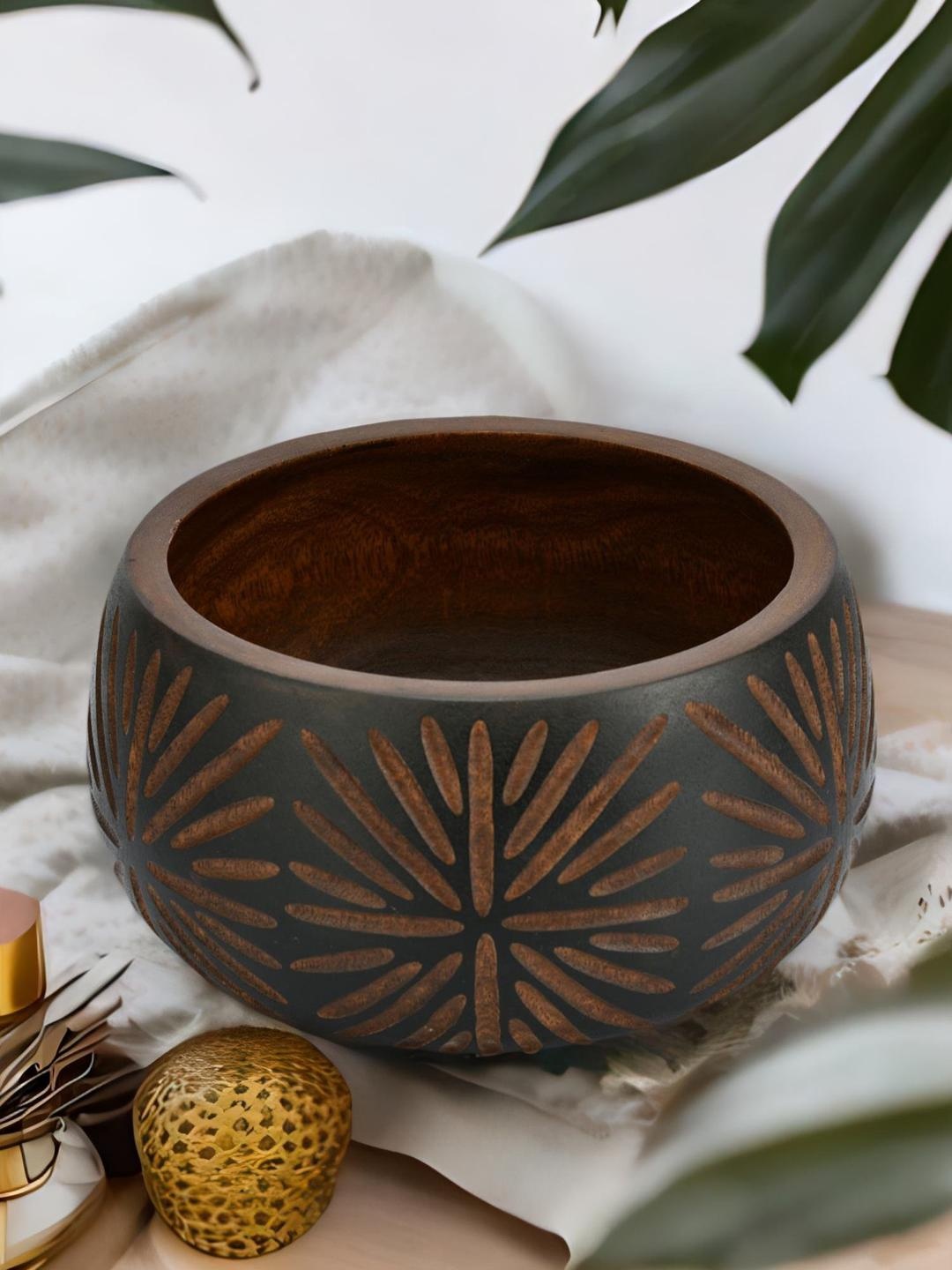

Athome by Nilkamal Brown Round Concave Imprint Decorative Bowl