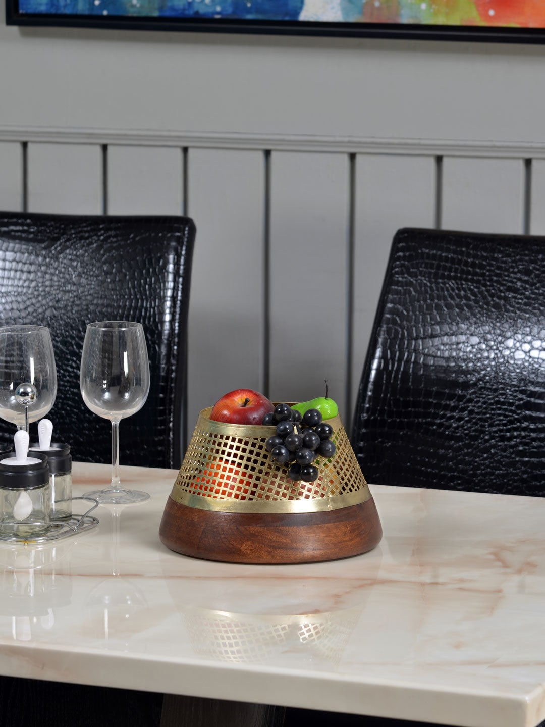 

Athome by Nilkamal Brown & Gold-Toned Solid Upper Jali Cutwork Bowl