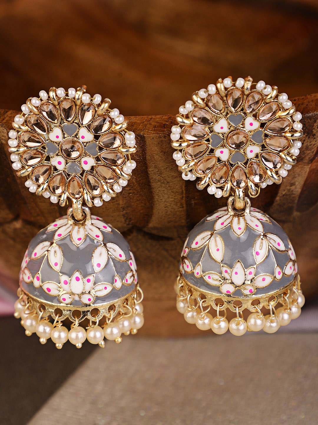 

Shining Diva Grey Contemporary Jhumkas Earrings