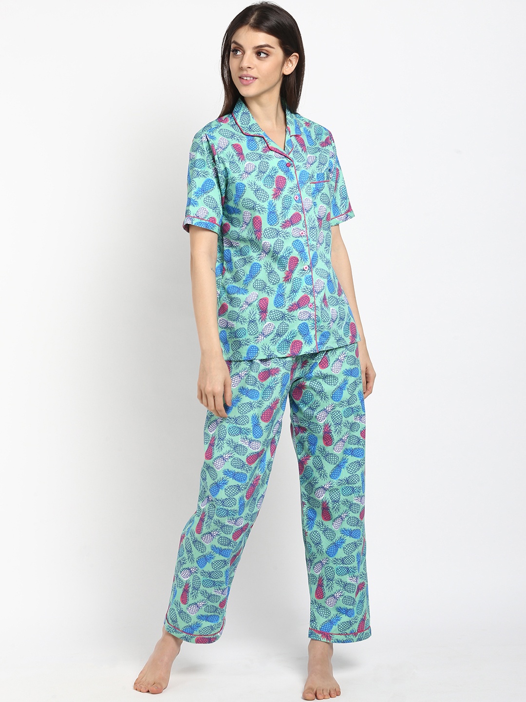 

Shopbloom Women Blue pineapple print nightsuit