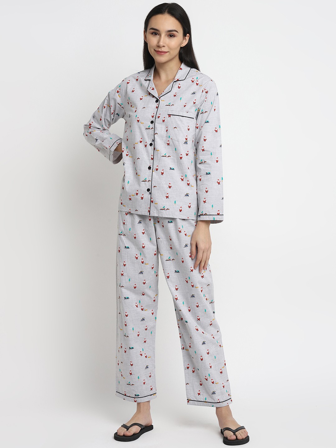 

shopbloom Women Turquoise Blue Printed Night Suit