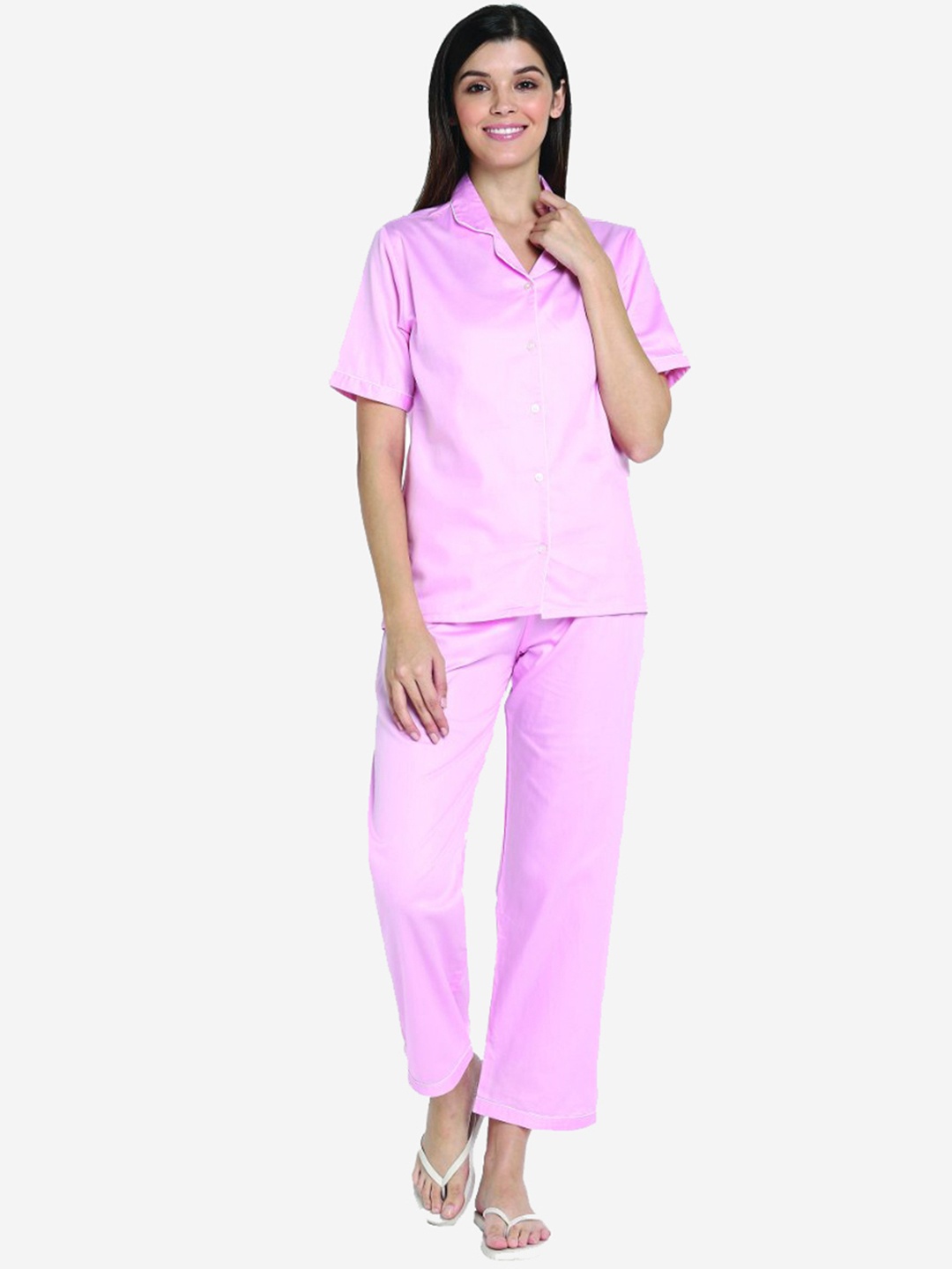 

Shopbloom Women Pink Cotton Night Suit