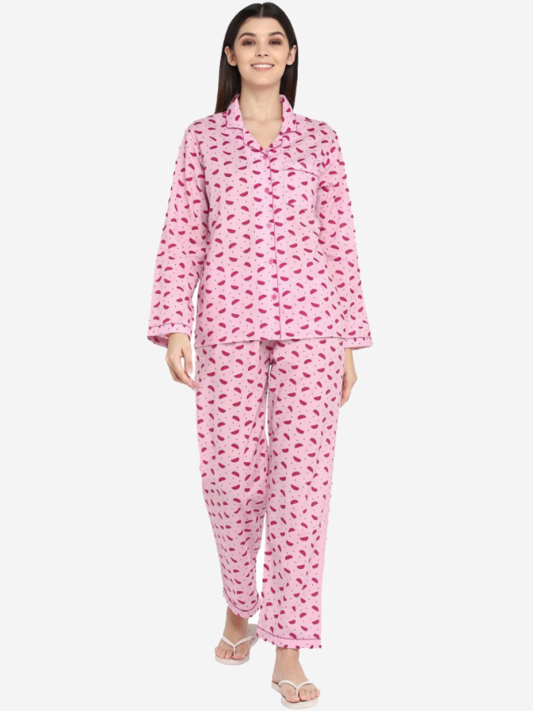 

Shopbloom Women Pink watermelon Printed Night Suit