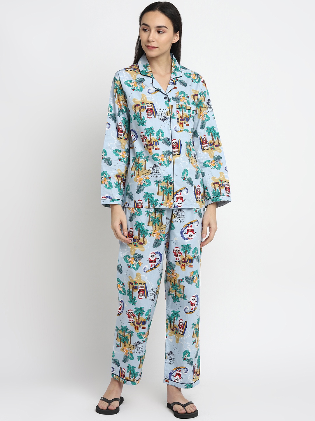 

Shopbloom Women Blue printed Night Suit