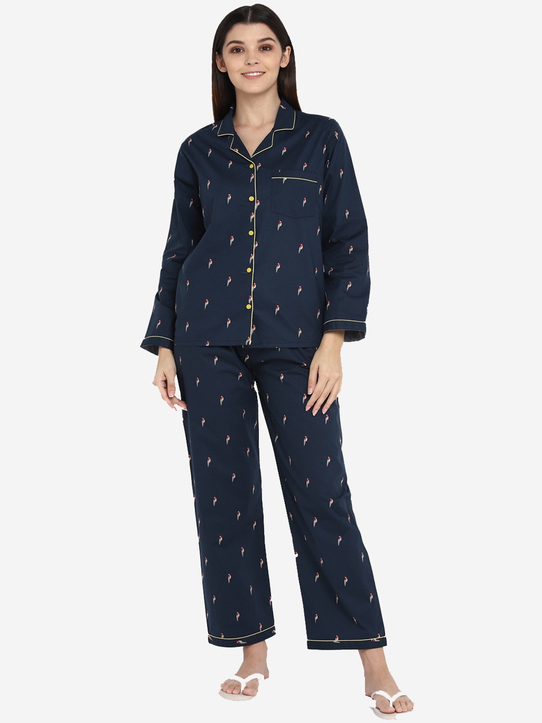 

shopbloom Women Rose Printed Cotton Night suit WC-555-LS-XS