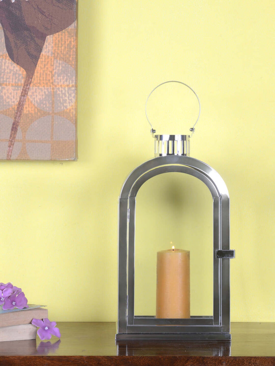 

Athome by Nilkamal Silver Toned Arc Lantern Candle holder