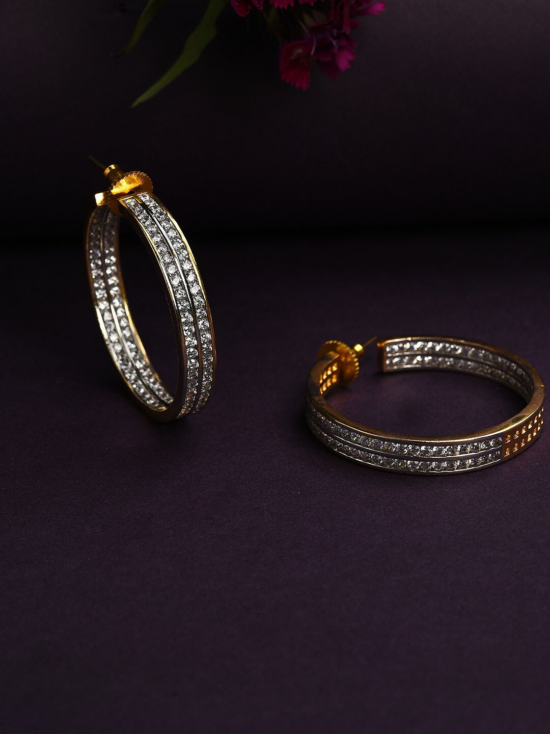 

SOHI Gold-Toned Silver Plated Circular Hoop Earrings