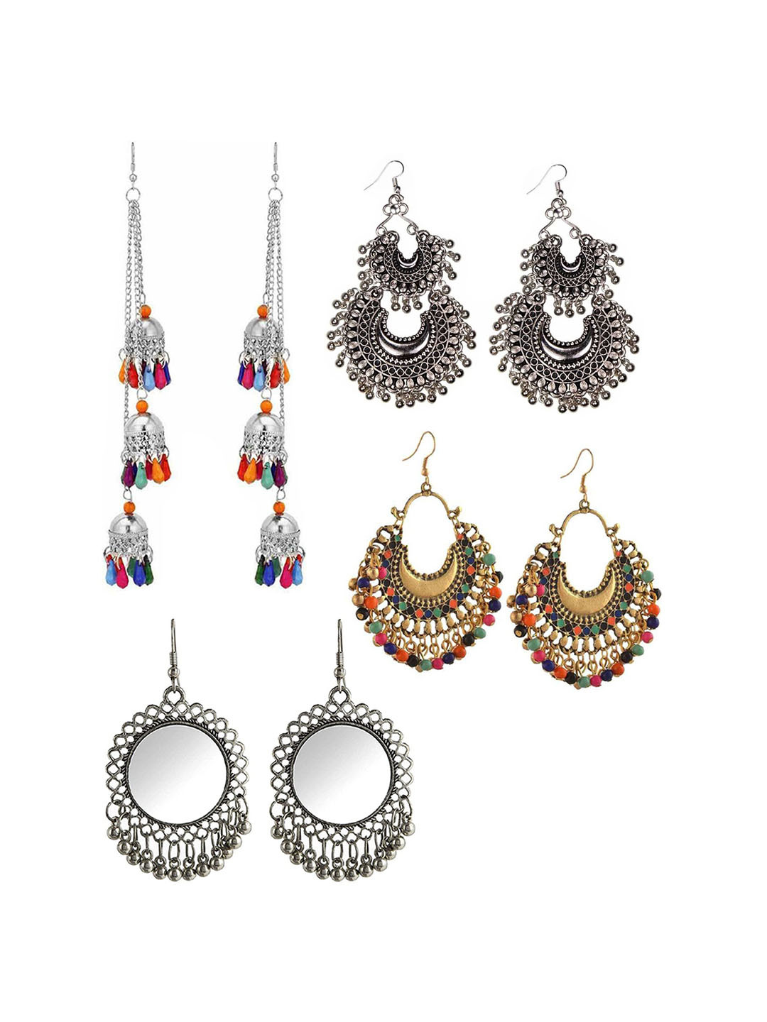 

Vembley Silver-Toned Contemporary Jhumkas Earrings