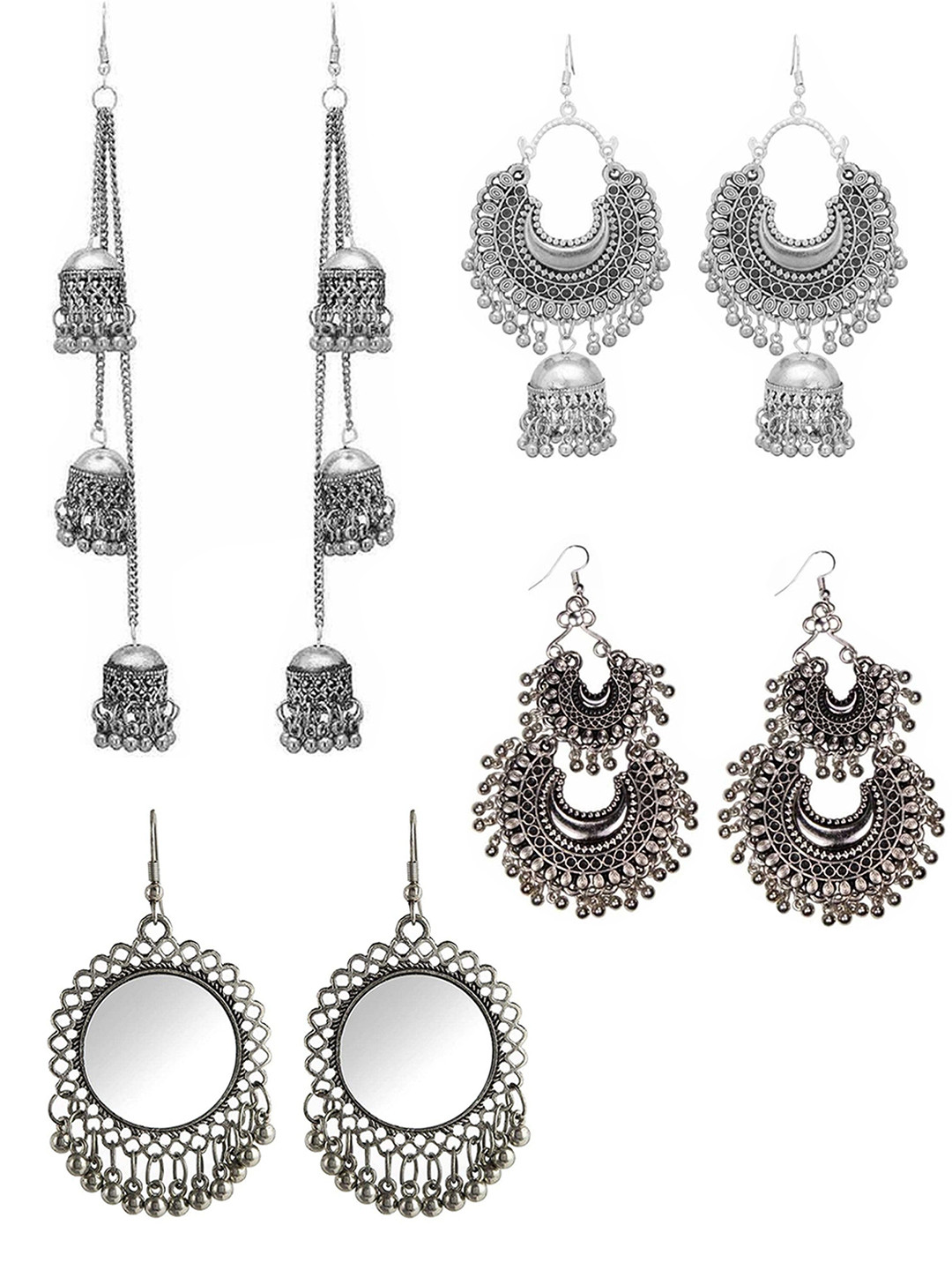 

Vembley Silver-Toned Contemporary Jhumkas Earrings