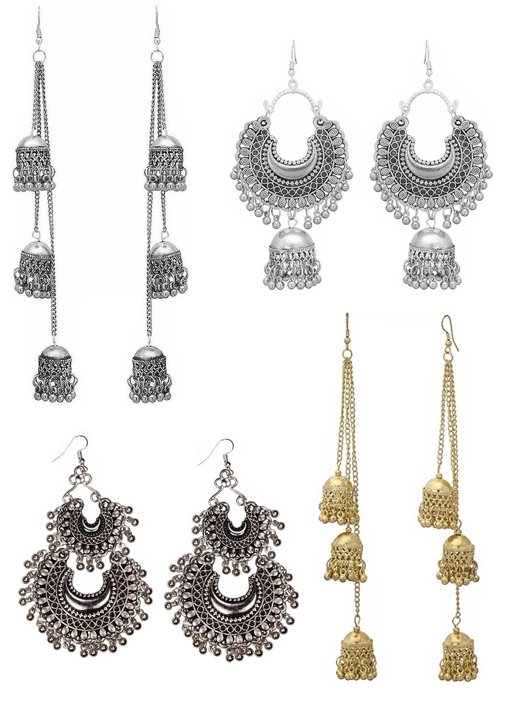 

Vembley Silver-Toned Contemporary Jhumkas Earrings