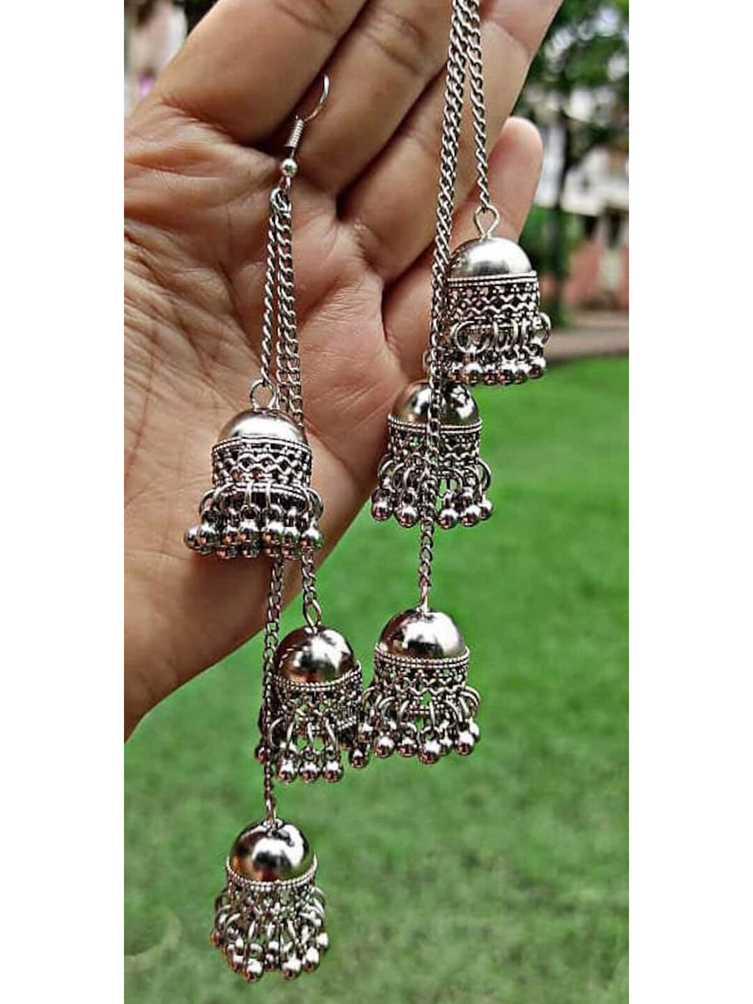 

Vembley Silver-Toned & Gold-Toned Set Of 4 Contemporary Jhumkas Earrings