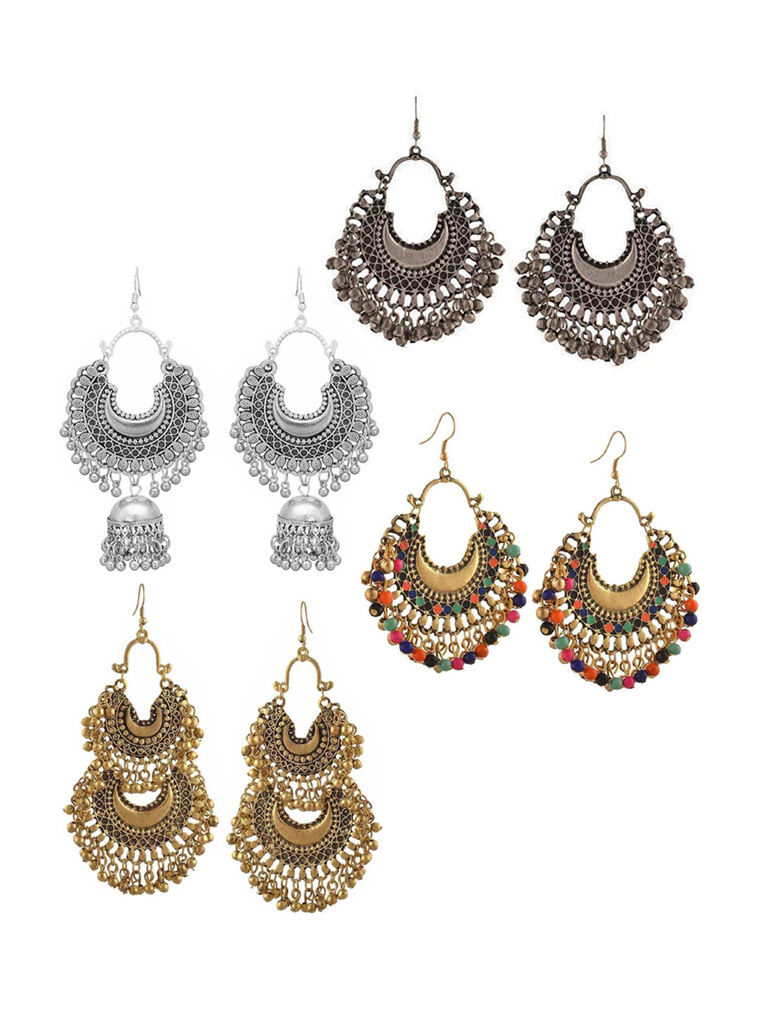 

Vembley Silver-Toned Contemporary Jhumkas Earrings