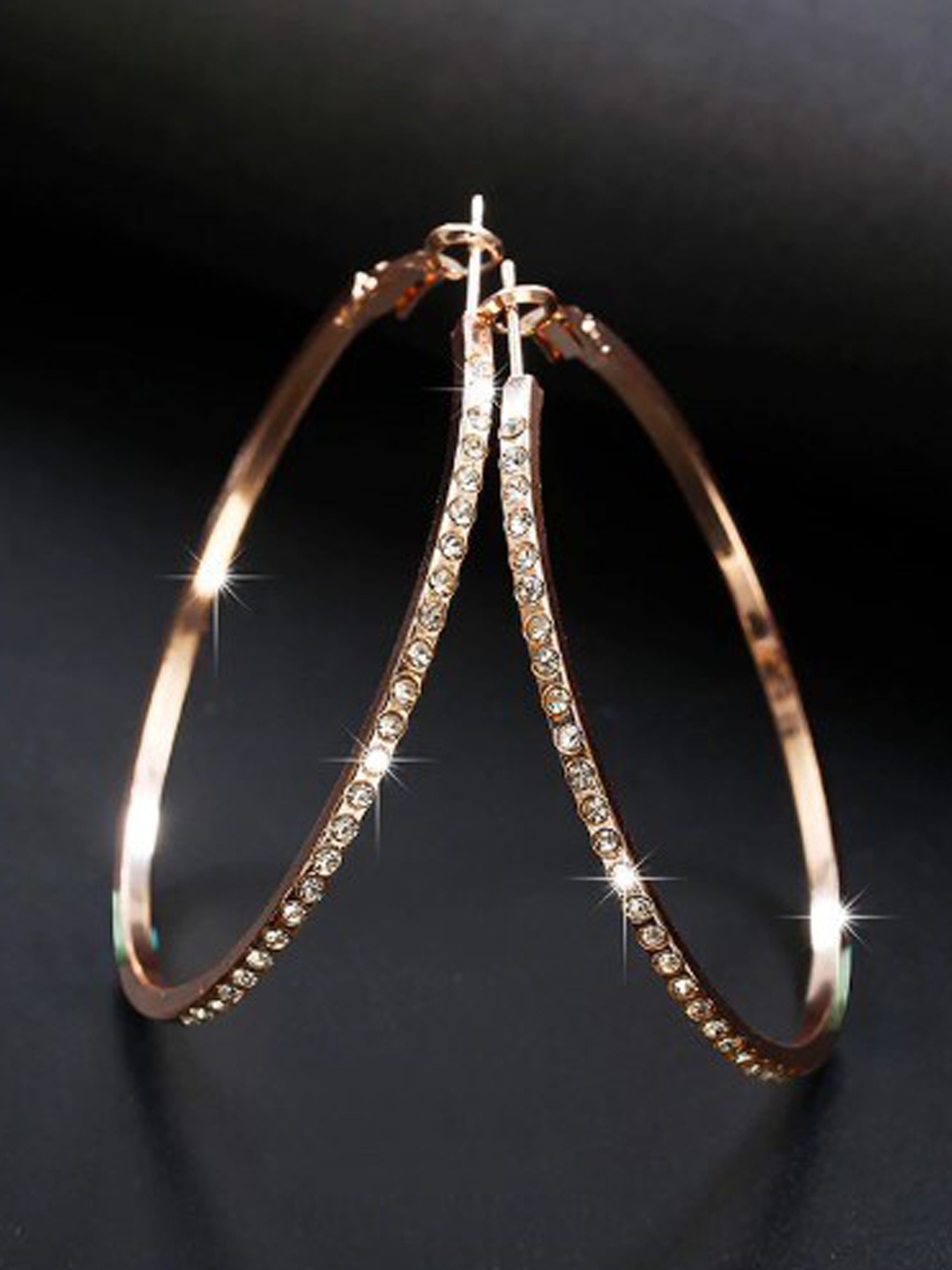 

Arendelle Rose Gold Contemporary Hoop Earrings