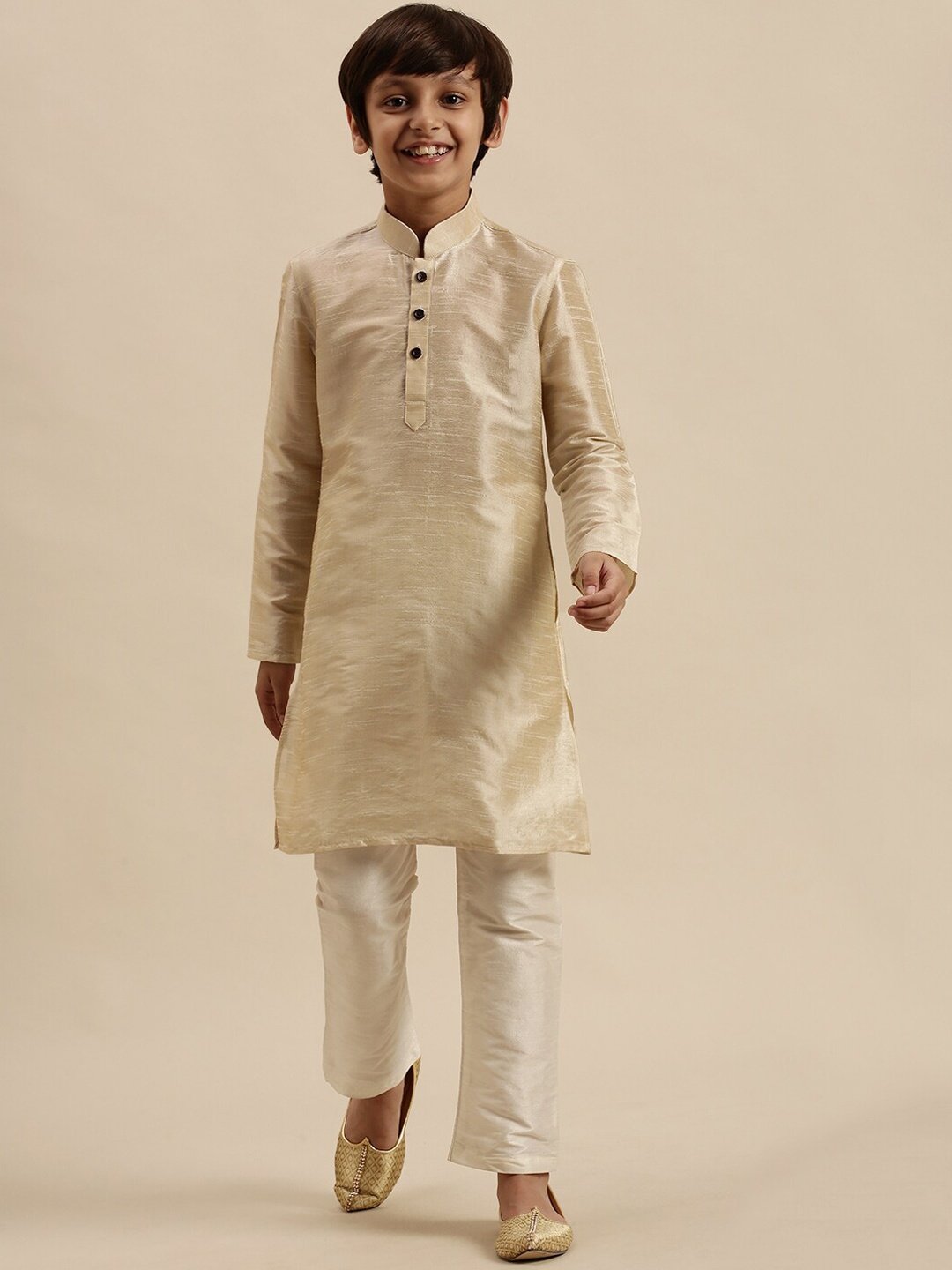 

Sanwara Boys Beige Kurta with Pyjamas