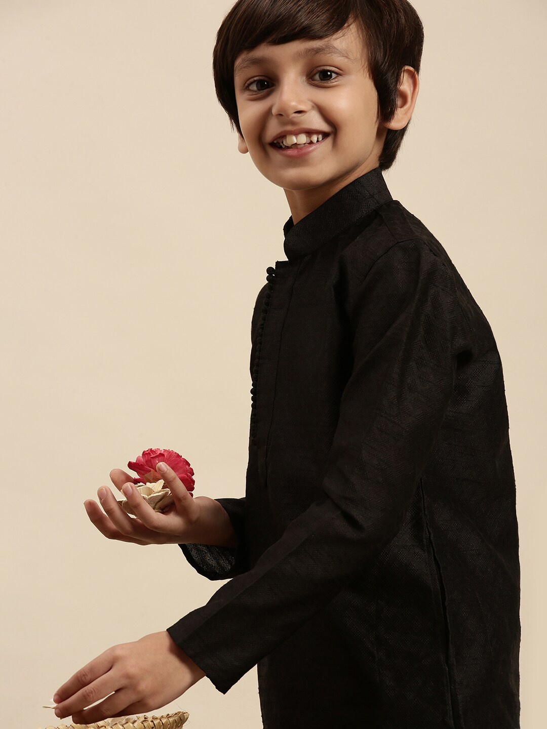 

Sanwara Boys Black Kurta with Pyjamas