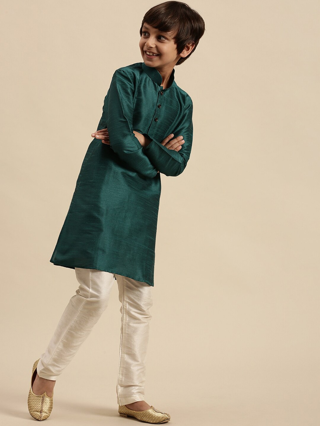 

Sanwara Boys Green Kurta with Pyjamas