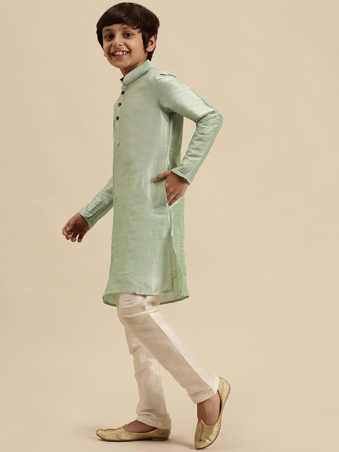 

Sanwara Boys Green Kurta with Pyjamas