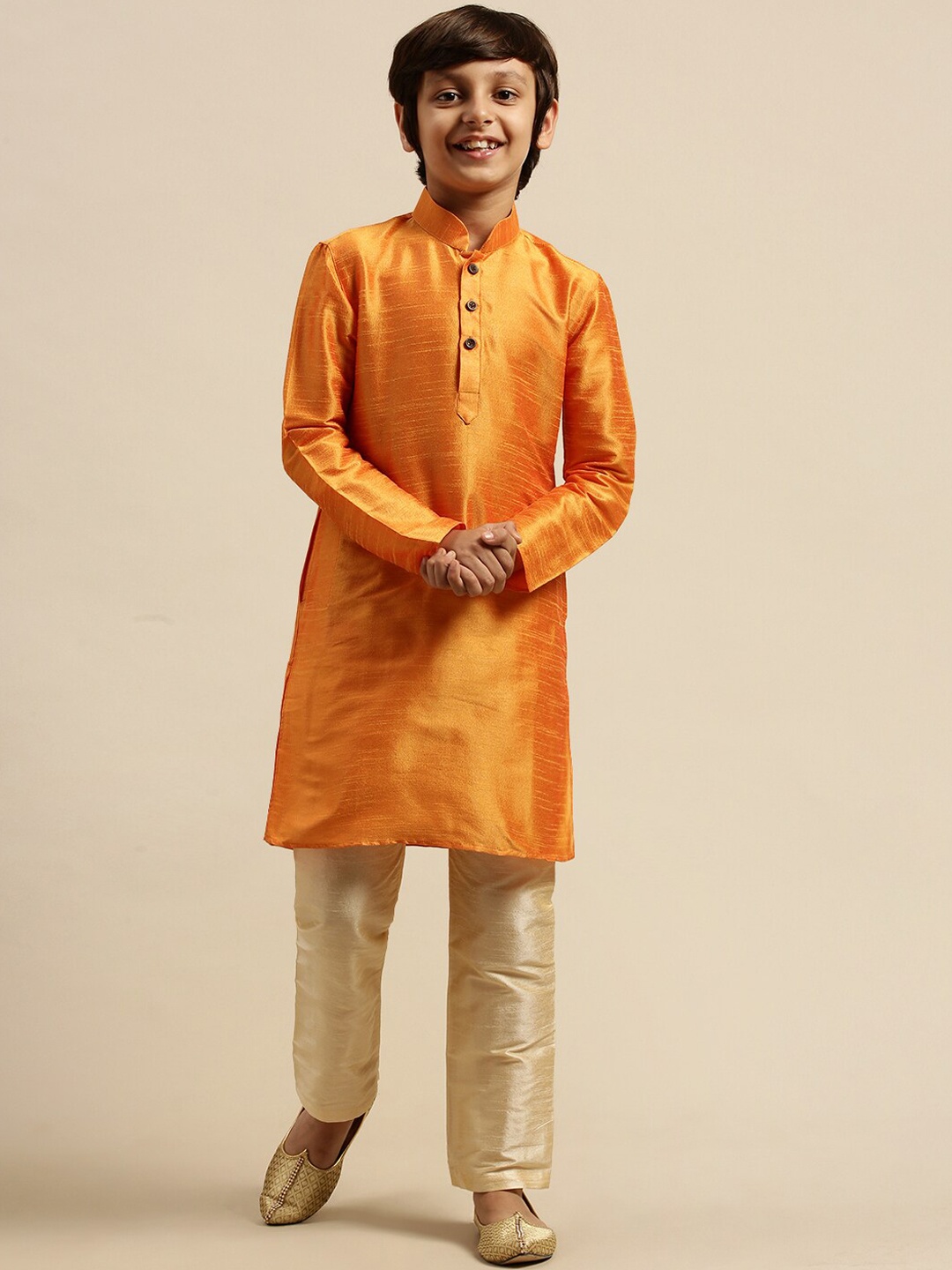

Sanwara Boys Orange Kurta with Pyjamas
