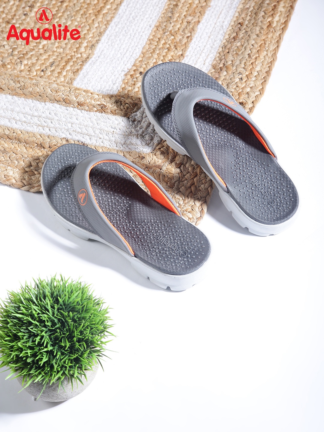 

Aqualite Men Grey Printed Slip-On Flip Flops