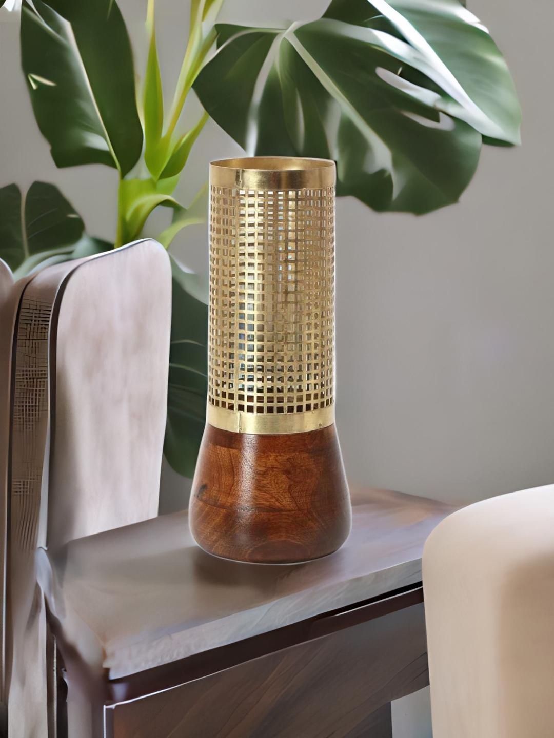 

Athome by Nilkamal Gold Upper Jali Cutwork Vase