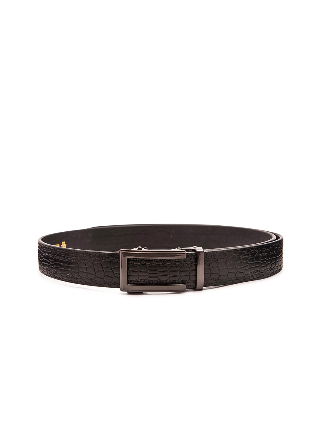 

ELOPPE Men Black Textured Leather Belt