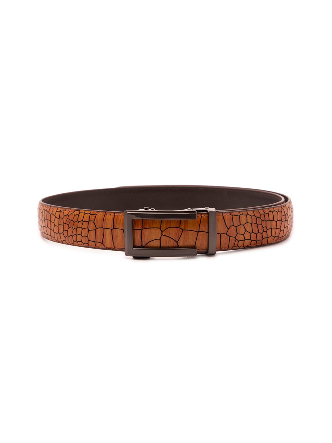 

ELOPPE Men Orange Textured Leather Belt