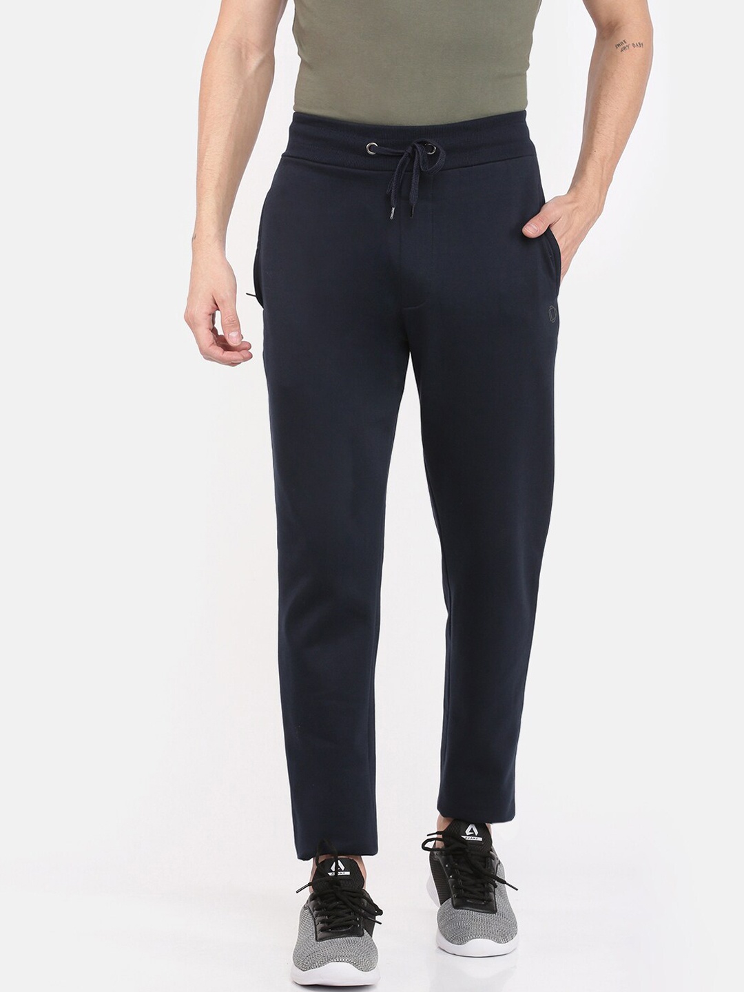 

Dollar Men Navy Blue Solid Cotton Track Pants