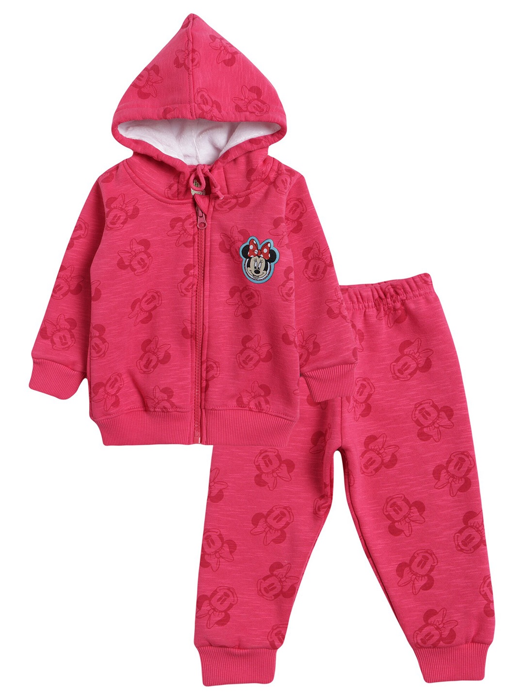 

Bodycare Kids Girls Fuchsia Minnie Mouse Printed Pure Cotton Sweatshirt with Joggers