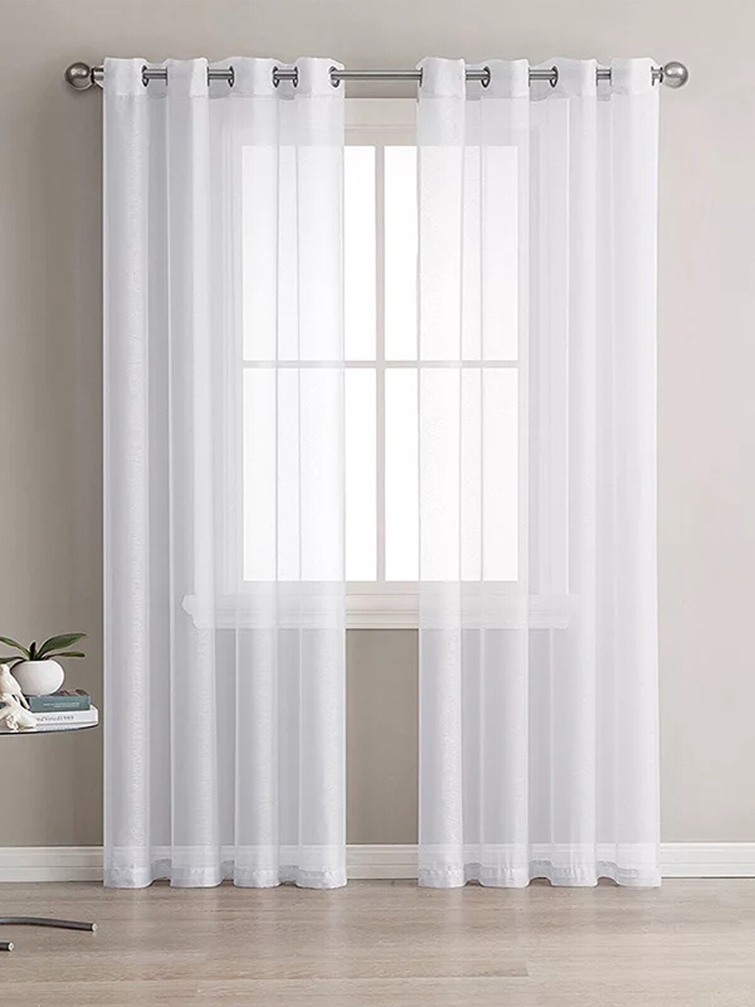 

STYBUZZ White Set of 2 Sheer Door Curtain