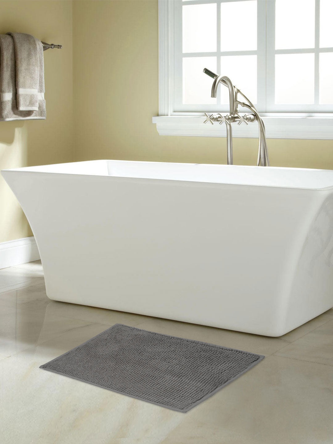 

Athome by Nilkamal Grey Textured 2000 GSM Bath Rugs