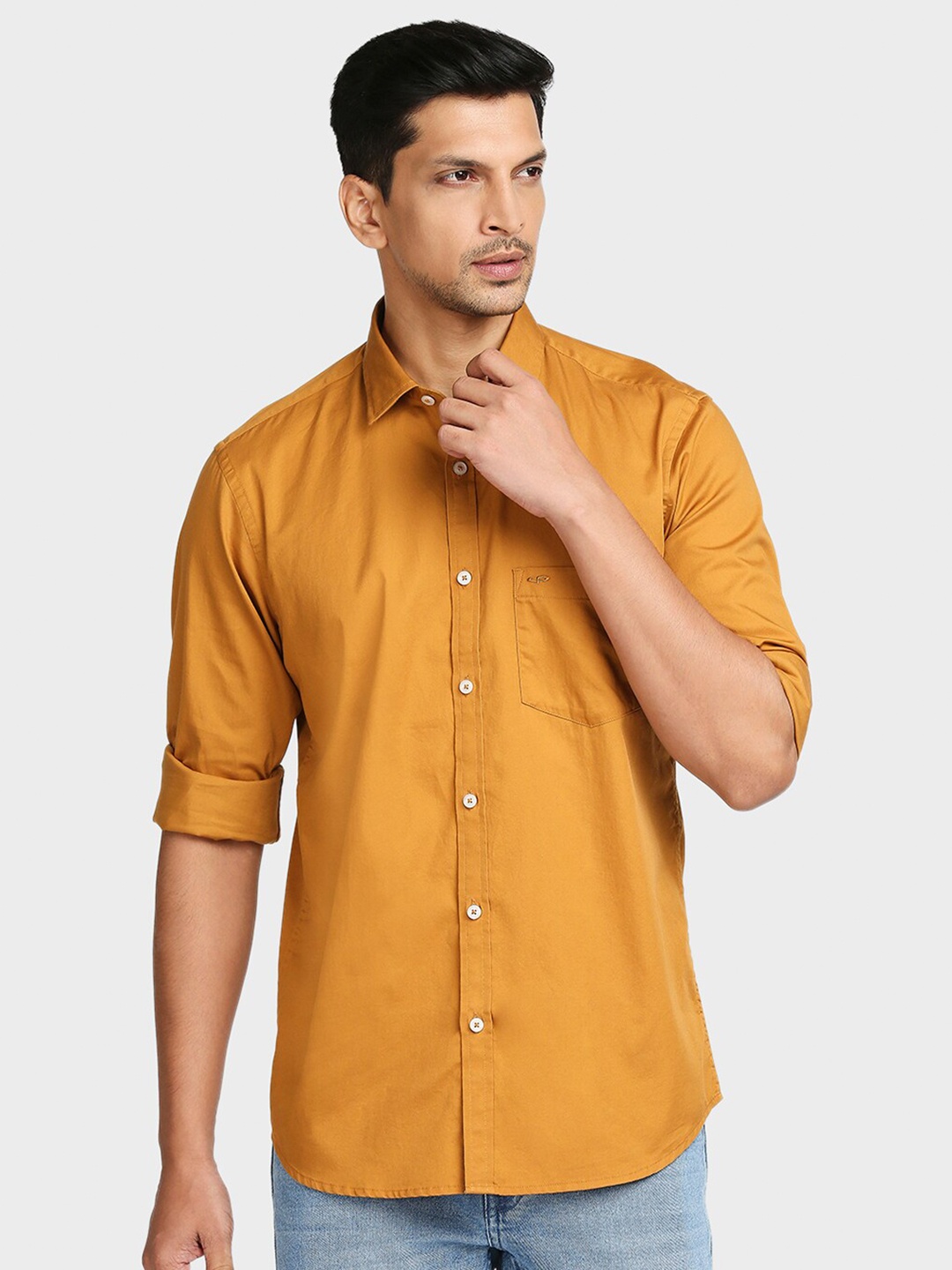 

ColorPlus Men Mustard Yellow Tailored Fit Cotton Casual Shirt